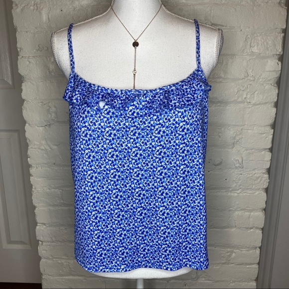 Tops - Blue and White Floral Tank Top Size 16